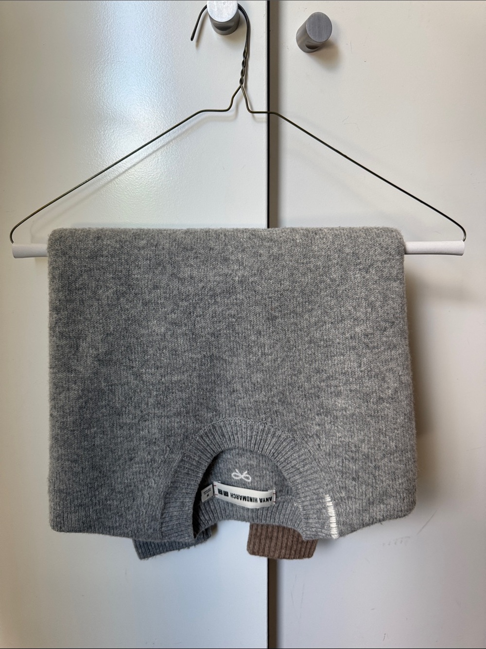 Anya Hindmarch Grey Sweater with Brown Cuff and Eye Patch Detail - Picture 2 of 9